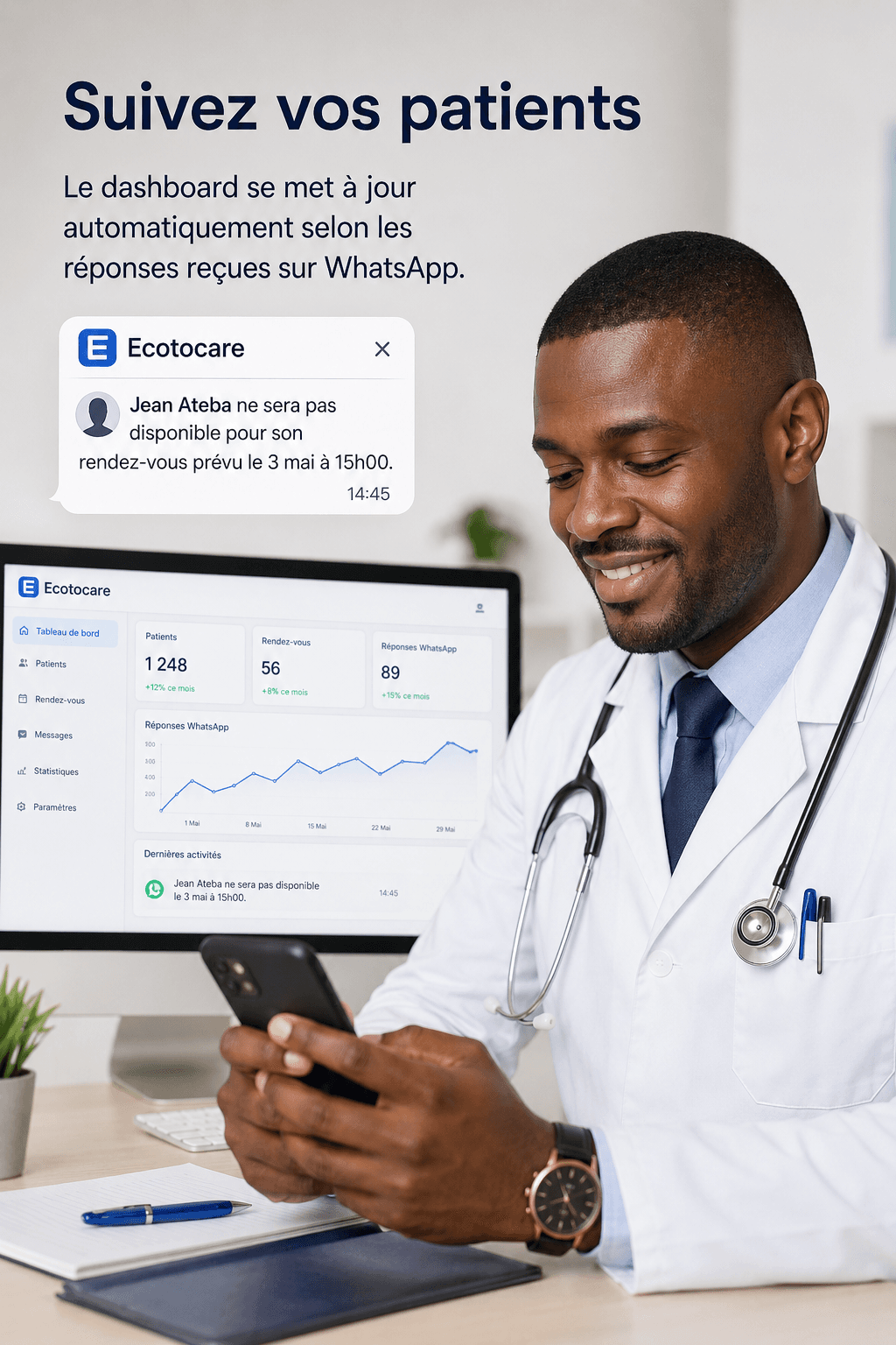 Écran mobile Ecotocare : formulaire de création de compte cabinet